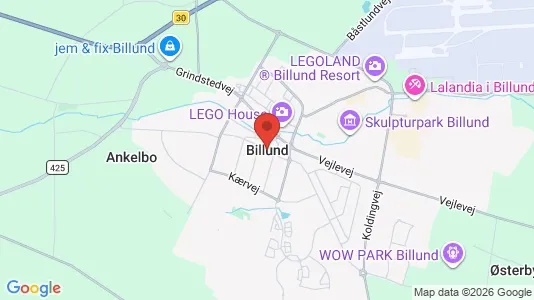 Houses for rent i Billund - kort over placeringen
